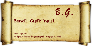 Bendl Gyöngyi névjegykártya